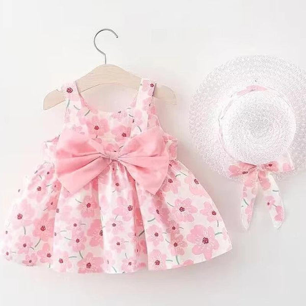 Floral Bow Summer Dress Set for Girls - Tiny Details