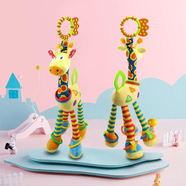 Giraffe Animal Handbell Rattle Plush Toy - Tiny Details