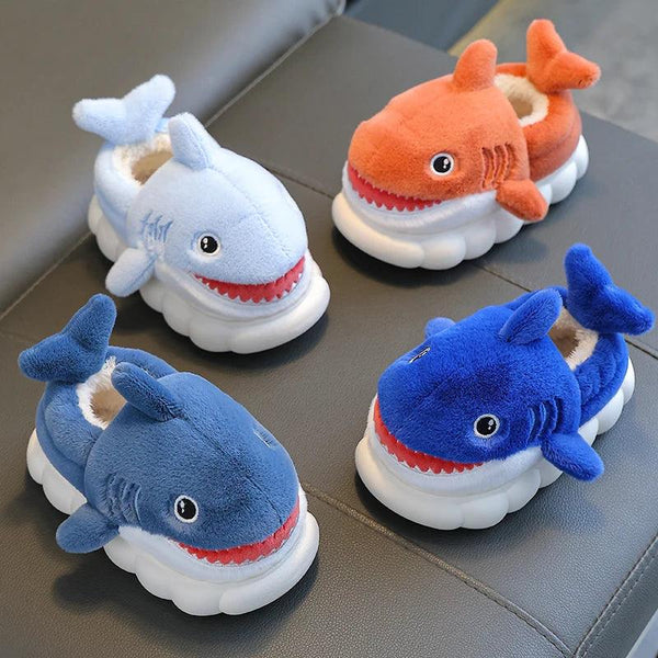 Shark Cartoon Winter Cotton Slippers for Kids - Tiny Details