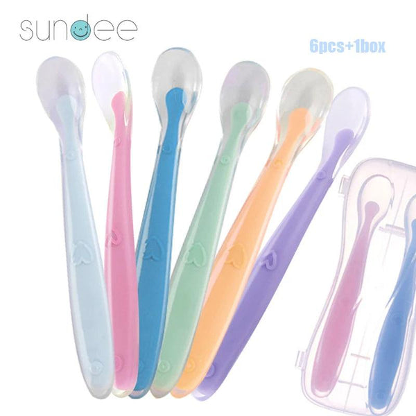 Soft Silicone Baby Feeding Spoons - Temperature Sensing Training Spoon - Tiny Details